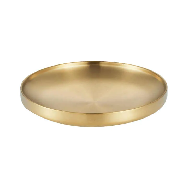أواني طاولة ذهبية من الفولاذ المقاوم للصدأ  Golden stainless steel tableware with double disc
