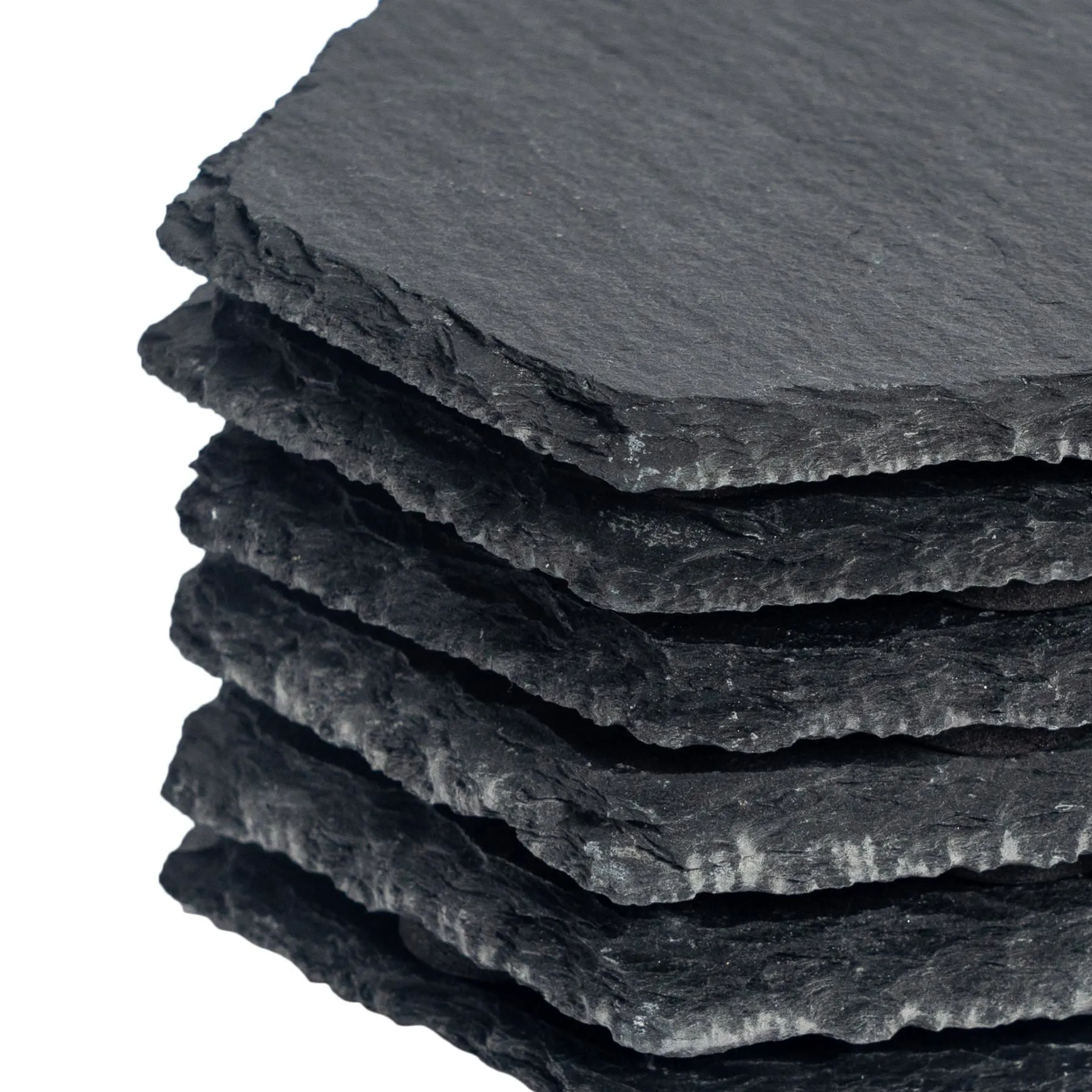 12pc Black Hexagon Slate Placemat & Coaster Sets - By Argon Tableware