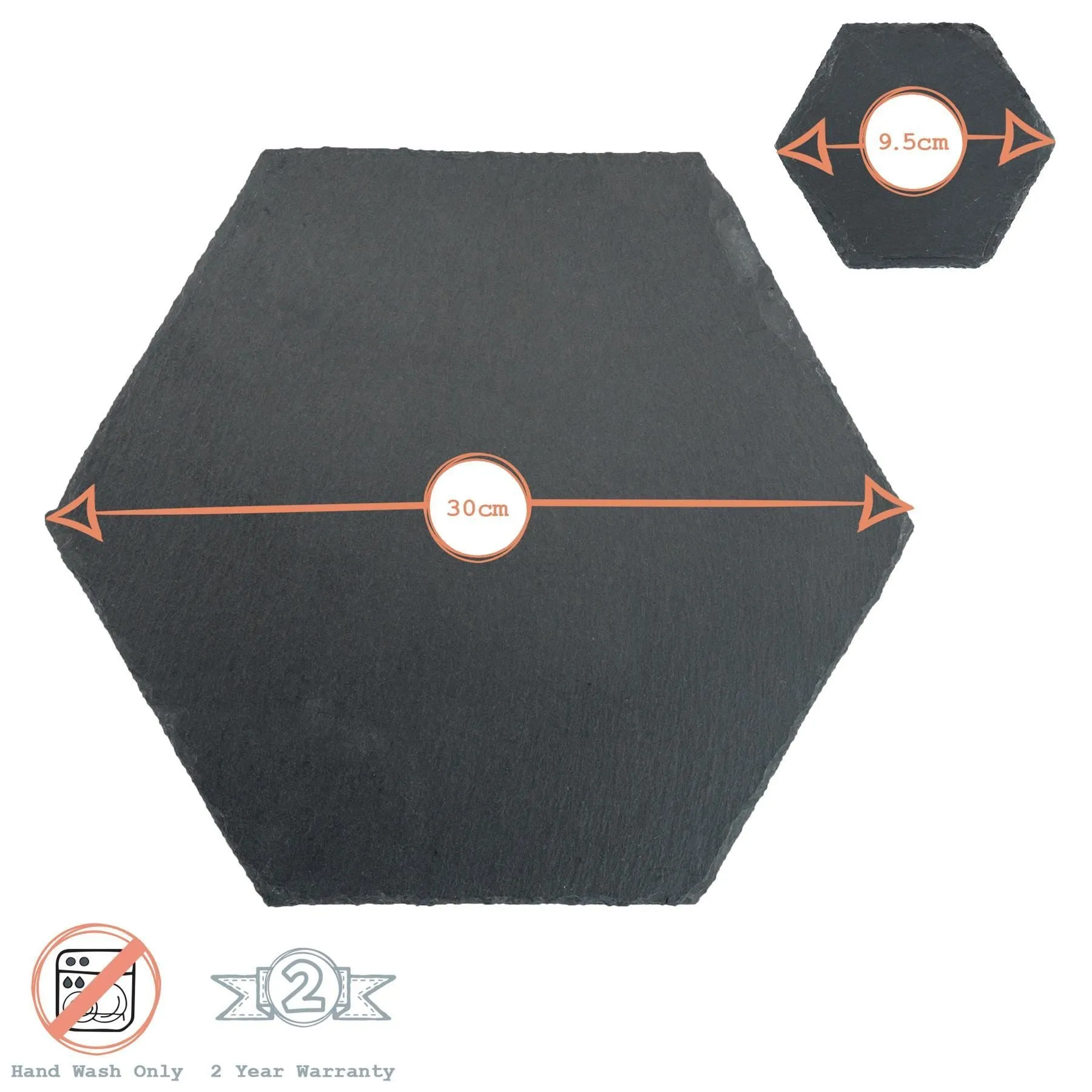 12pc Black Hexagon Slate Placemat & Coaster Sets - By Argon Tableware