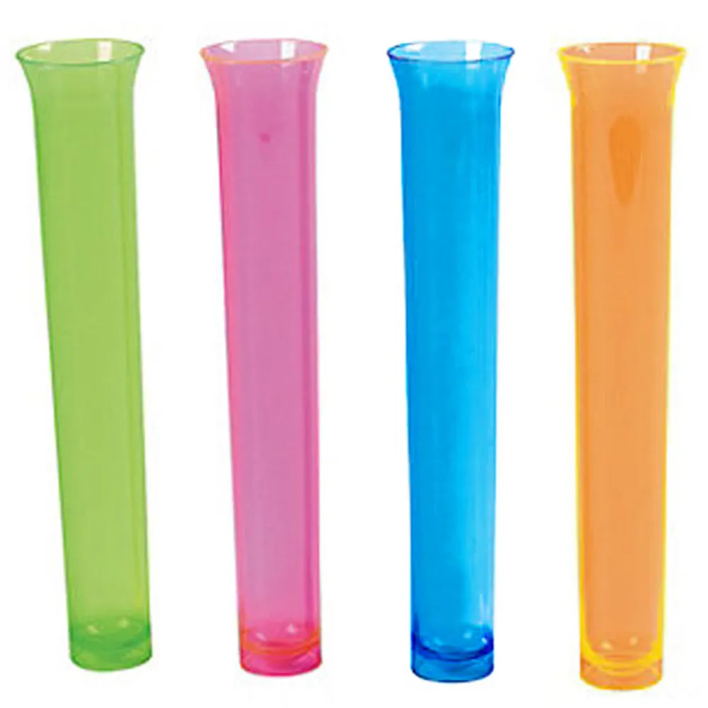 12PC Flourescent Neon Plastic Party Test Tube Shot Glasses Shooters 51/2" Bar