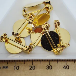 13mm Brooch Settings (5) - Gold