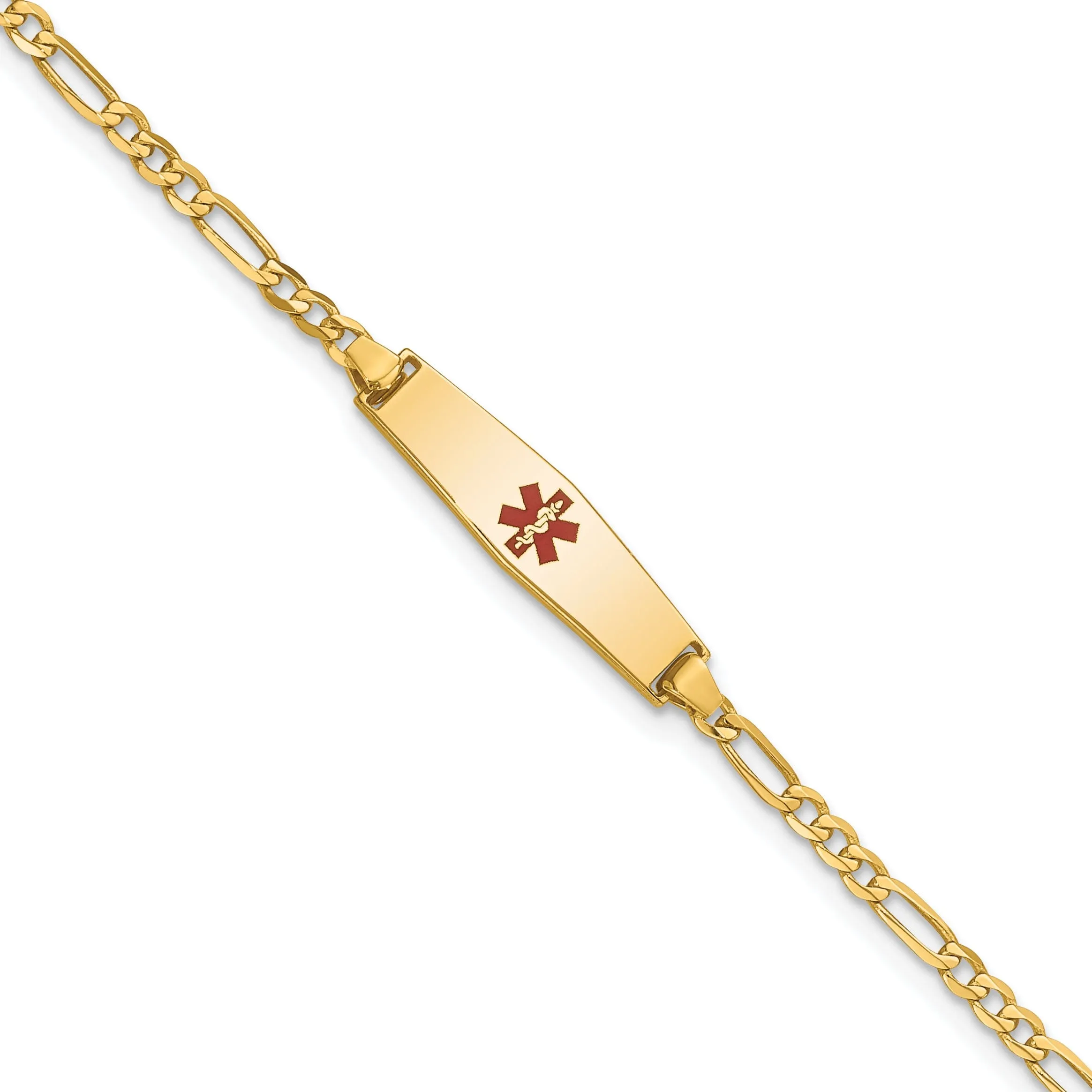 14K Yellow Gold Figaro Medical ID Bracelet