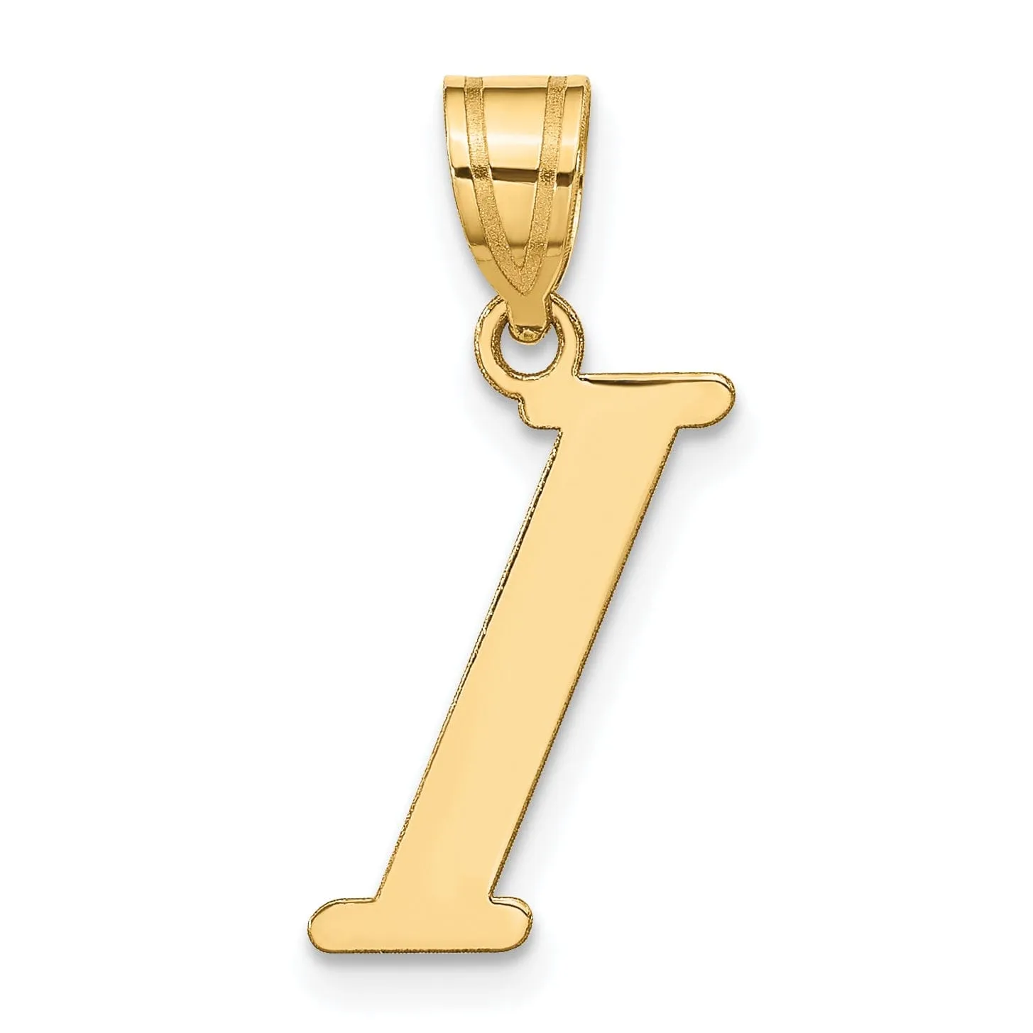 14k Yellow Gold Slanted Design Letter I Initial Charm Pendant