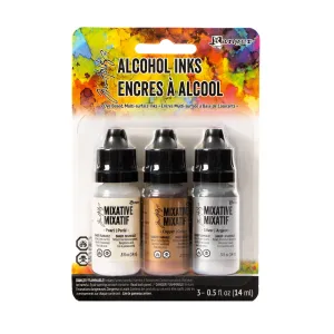 3-Pack Alcohol Inks - Silver/Pearl/Copper