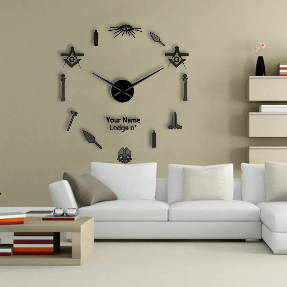 32nd Degree Scottish Rite Clock - Wings Down Frameless Design