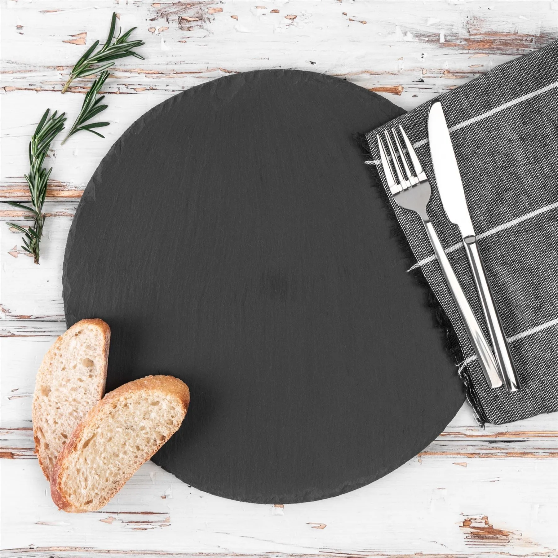 33cm Round Slate Placemats - Pack of Six - By Argon Tableware