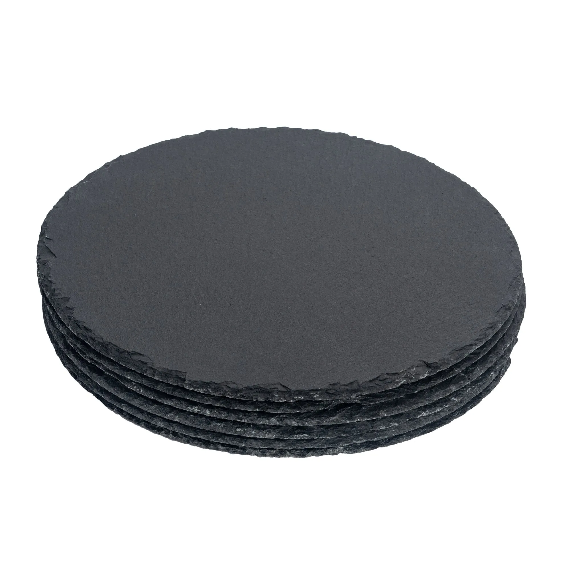 33cm Round Slate Placemats - Pack of Six - By Argon Tableware