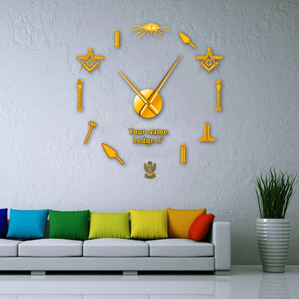 33rd Degree Scottish Rite Clock - Wings Up Frameless Design