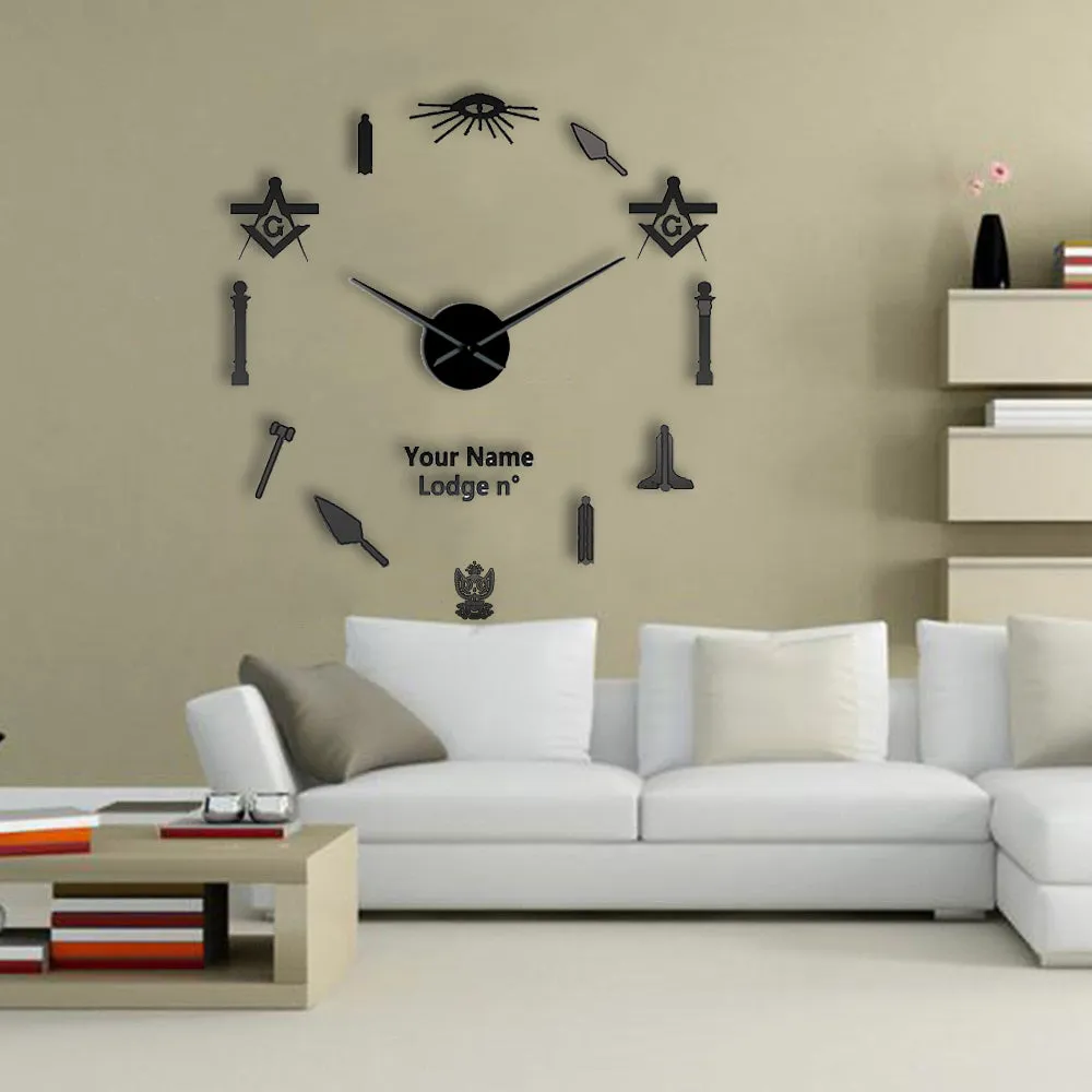 33rd Degree Scottish Rite Clock - Wings Up Frameless Design