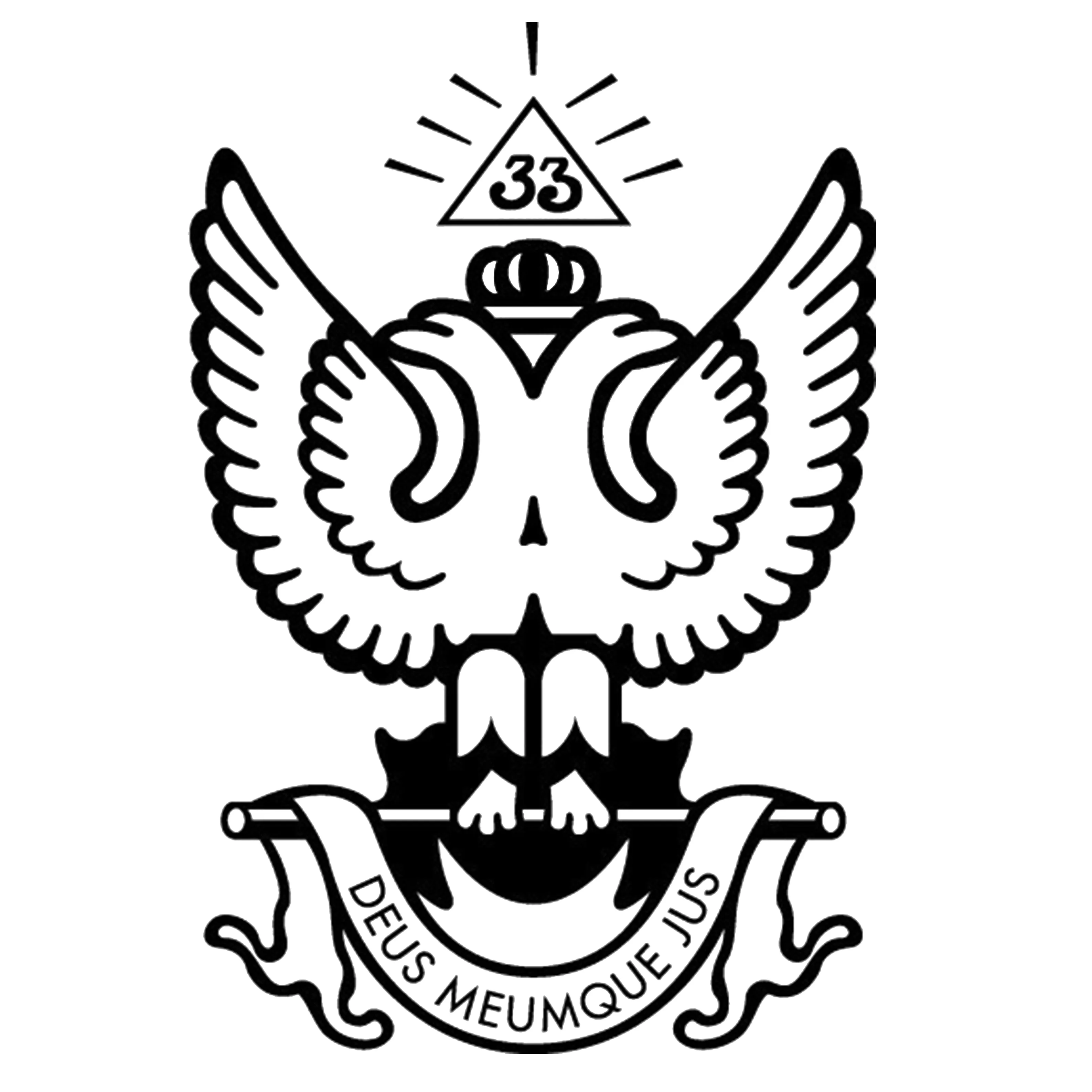 33rd Degree Scottish Rite Clock - Wings Up Frameless Design