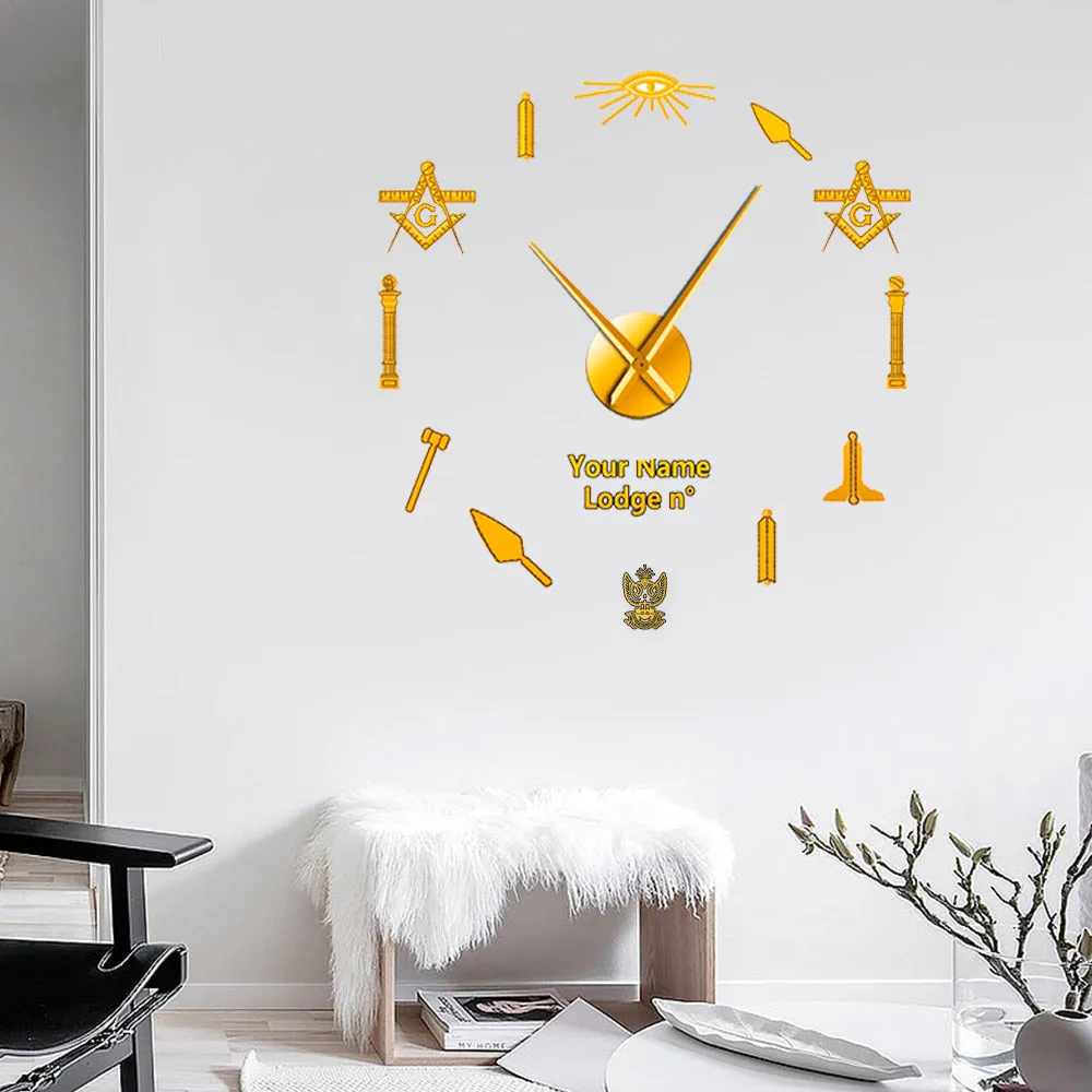 33rd Degree Scottish Rite Clock - Wings Up Frameless Design