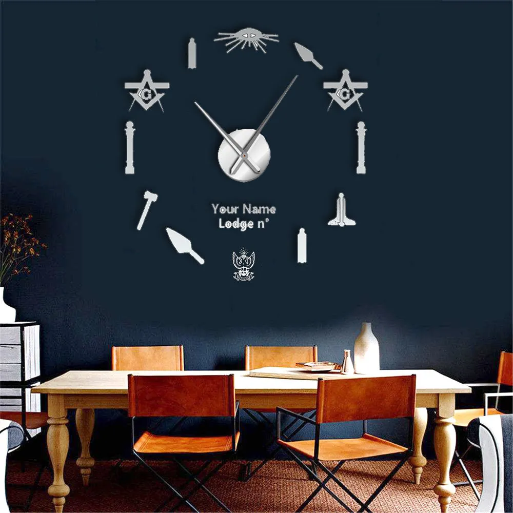33rd Degree Scottish Rite Clock - Wings Up Frameless Design