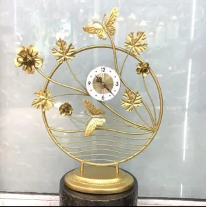 Abhsant Table Clock Butterfly Pattern Design Clock for Indoor Battery Powered,for Kids,Bedroom,Travel, Kitchen,Bedside Desktop Patio Garden Home Use(AB-09)