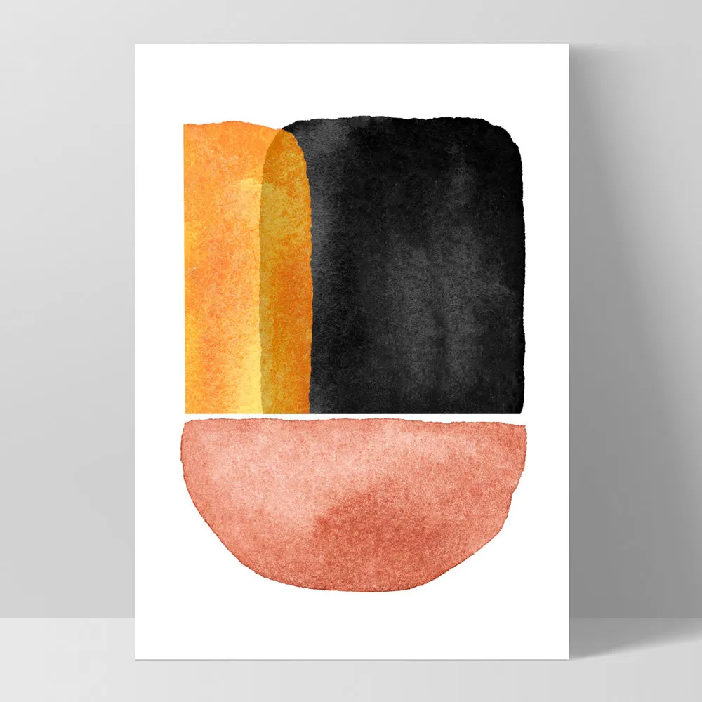Abstract Mid Century | Terracotta on Black I - Art Print
