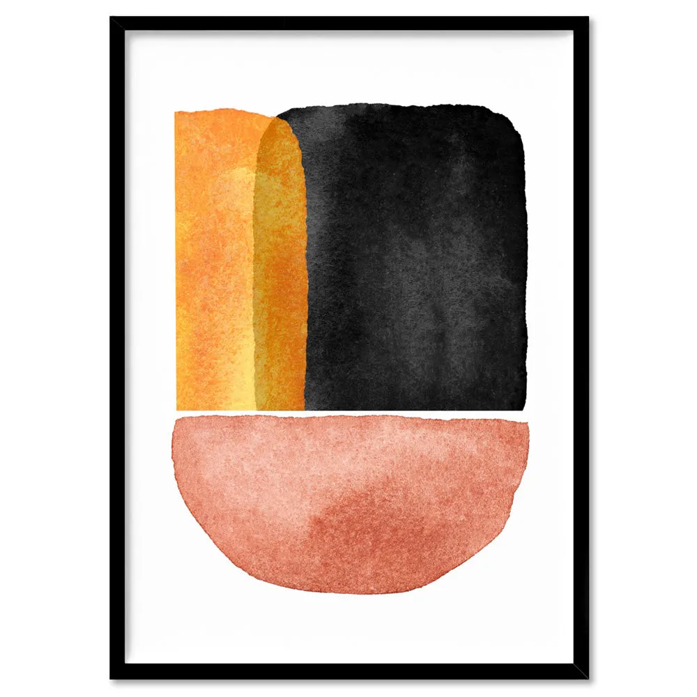 Abstract Mid Century | Terracotta on Black I - Art Print
