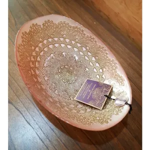 Accents Turkey Hand Decorated Glass Plate Dish Oval