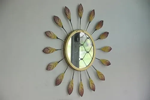 Amazing Metal Mirror Elegant Round Metal Wall Mirror with Unique Design, Stylish Home Decor, Versatile Hanging Options, Perfect for Living Room, Bedroom, and Hallway