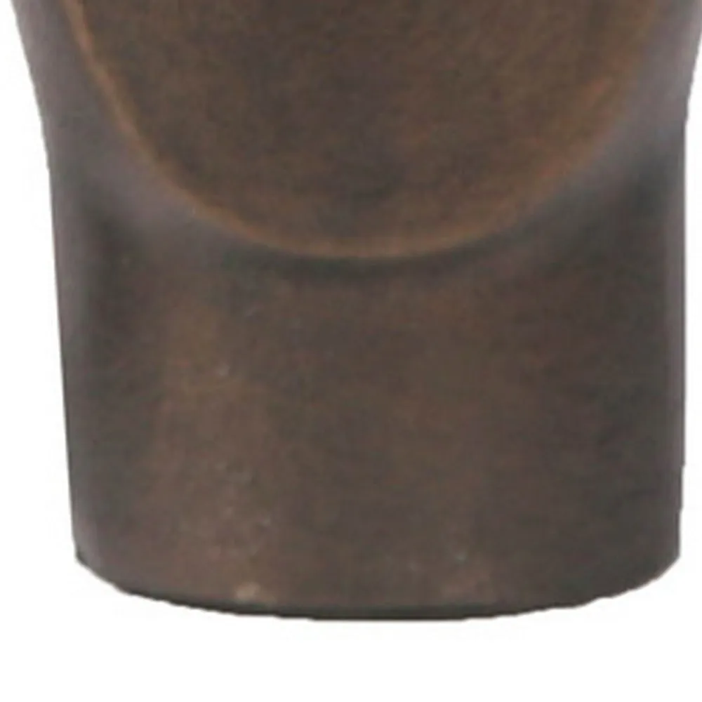 Anea Flower Vase, Face Design, Pedestal Base, Textured Bronze Finish By Casagear Home
