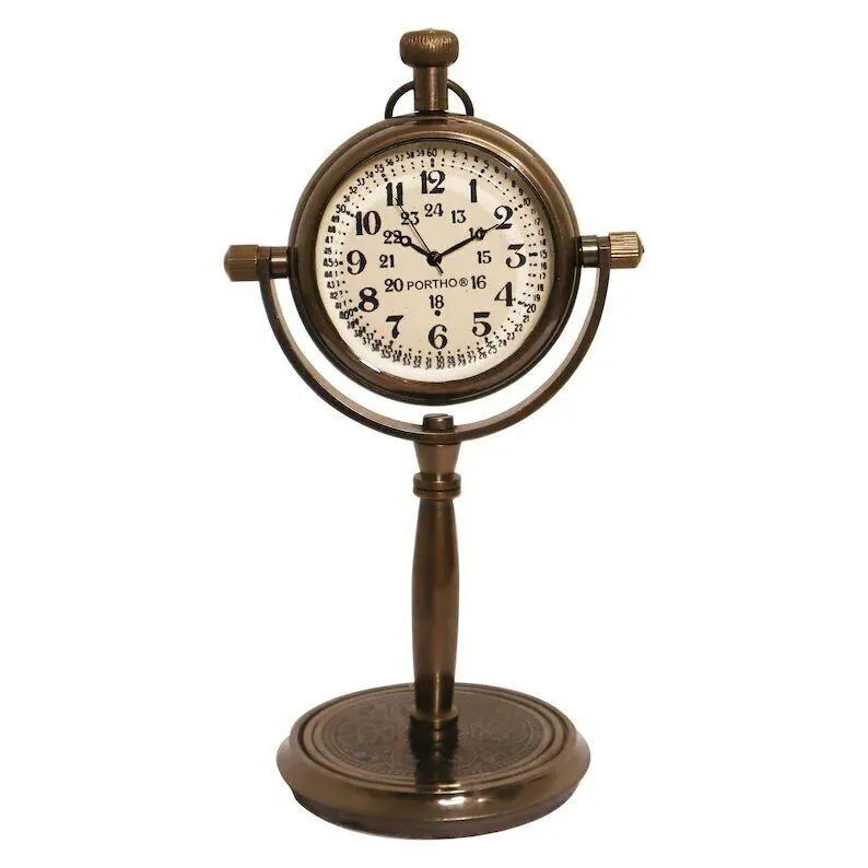 Antique Brass Desk Clock - Vintage Tabletop Gift with Quartz Movement