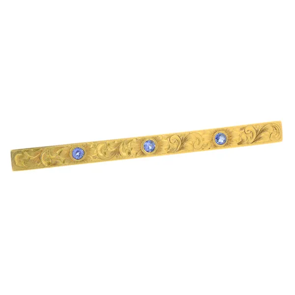 Antique Engraved Sapphire Bar Pin