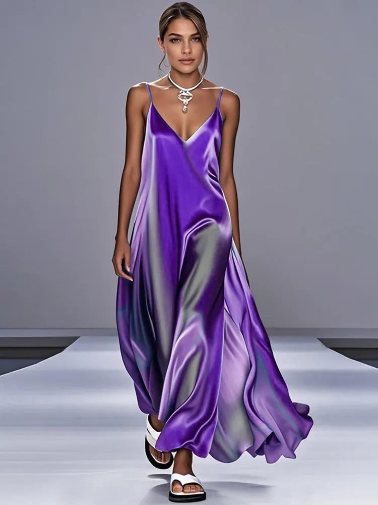 Artistic Tie Dye Satin Nightdress