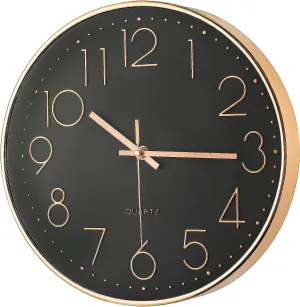 Asterin sales Wall Clock 12 Inches Non-Ticking, Silent Wall Clock for The Home A Living Room Wall Clock A Bedroom Wall Clock Modern and Chic Round Wall Clock for Home (Black & Gold)