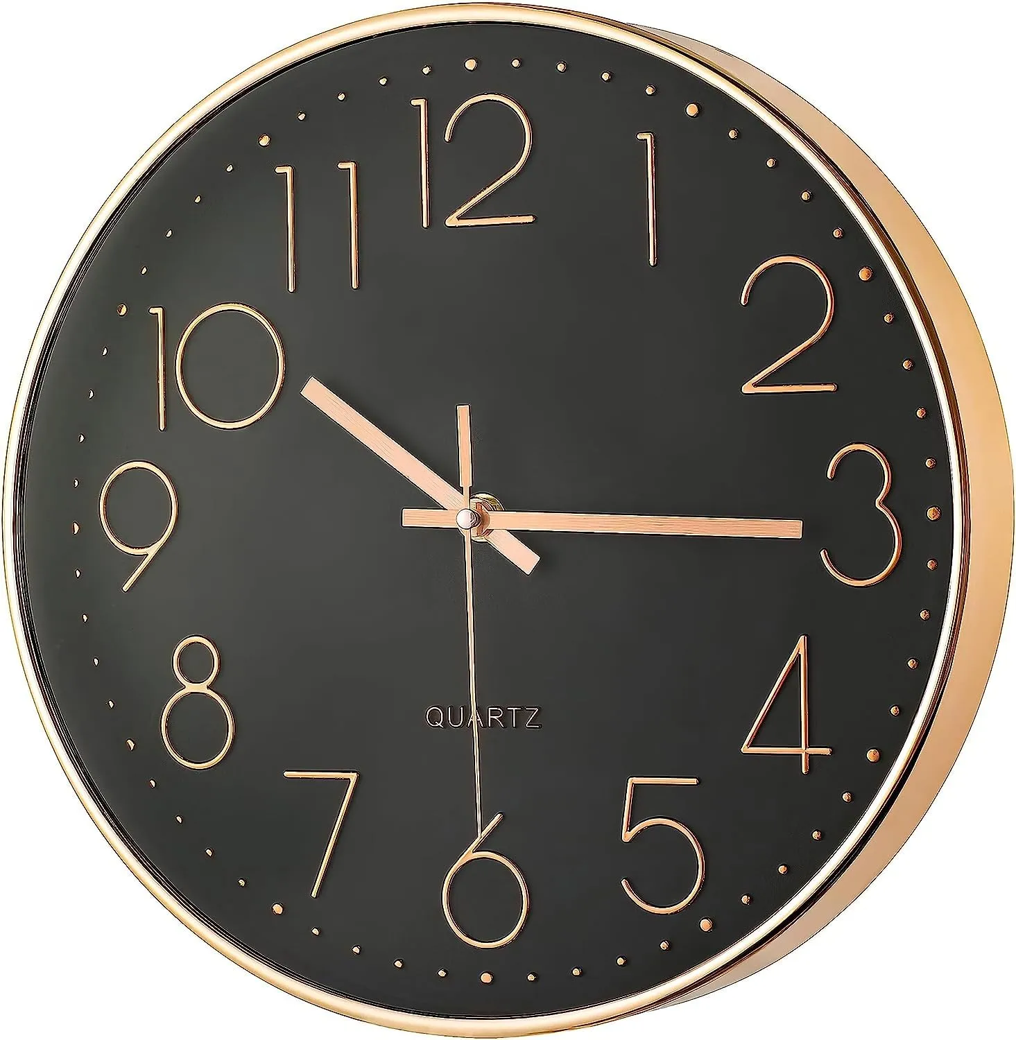 Asterin sales Wall Clock 12 Inches Non-Ticking, Silent Wall Clock for The Home A Living Room Wall Clock A Bedroom Wall Clock Modern and Chic Round Wall Clock for Home (Black & Gold)
