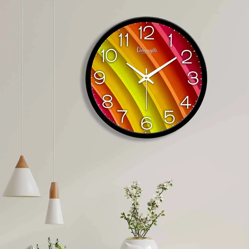 Attractive Rainbow Design Printed Wall Clock