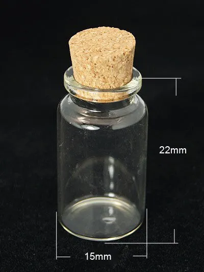 AVBeads Clear Glass Bottles for Glass Charms with Cork 35mm x 16mm 12sets