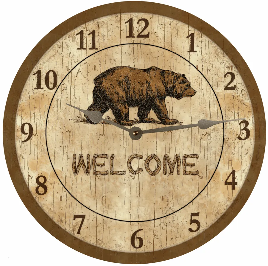 Bear Wall Clock- Welcome Clock