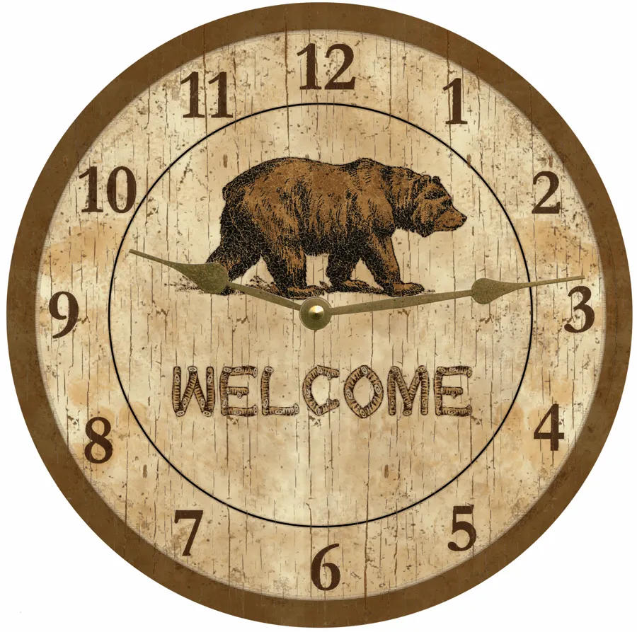 Bear Wall Clock- Welcome Clock