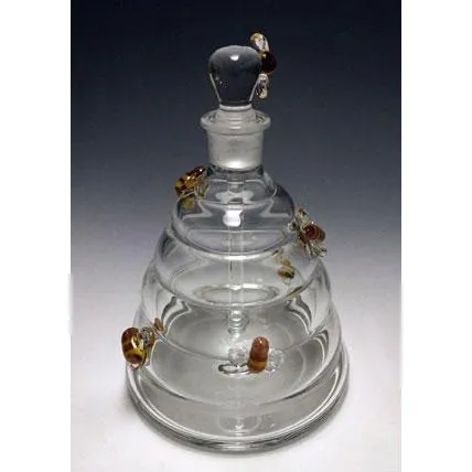Beehive Glass Perfume Bottle Bees Line by Sage Churchill-Foster, Sage Studios