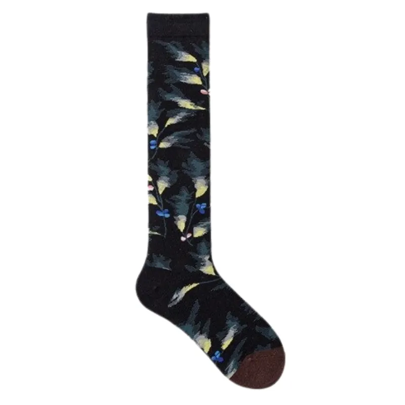 Black Artistic Women Cotton Socks
