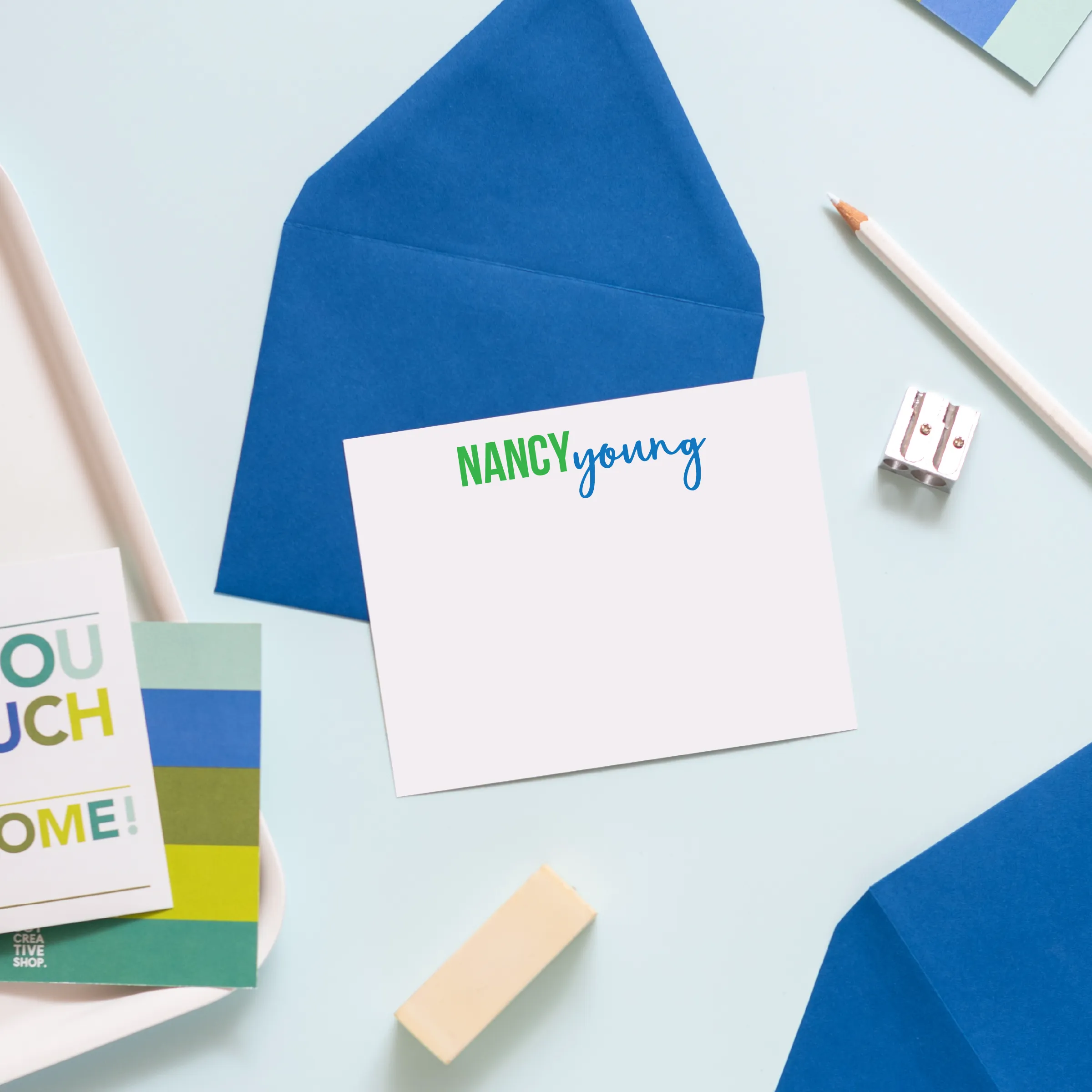 Block and Script Personalized Stationery