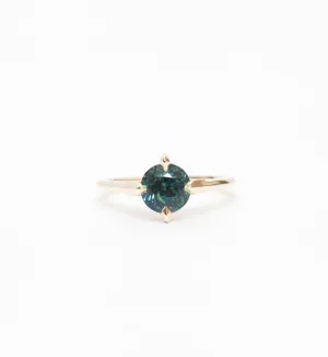 Blue-Green Sapphire Minimalist Rise Ring