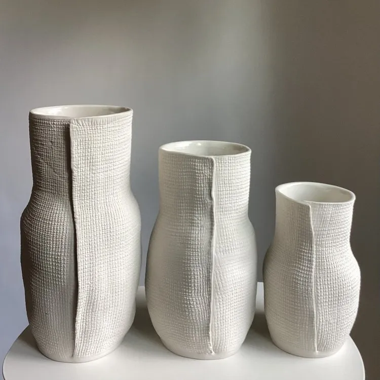 Burlap Bottle Collection - Ceramic Glazed Vases