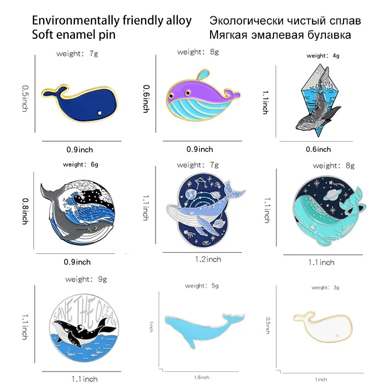 Cartoon Whale Pins