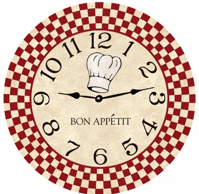 Chef Wall Clock- Bon Appetit Clock- Kitchen Clock