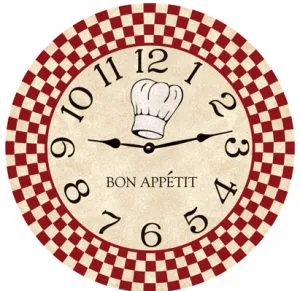 Chef Wall Clock- Bon Appetit Clock- Kitchen Clock