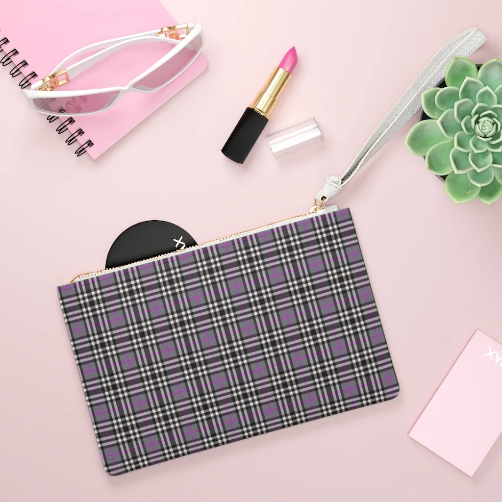 Clutch Bag- Pink & Grey Plaid