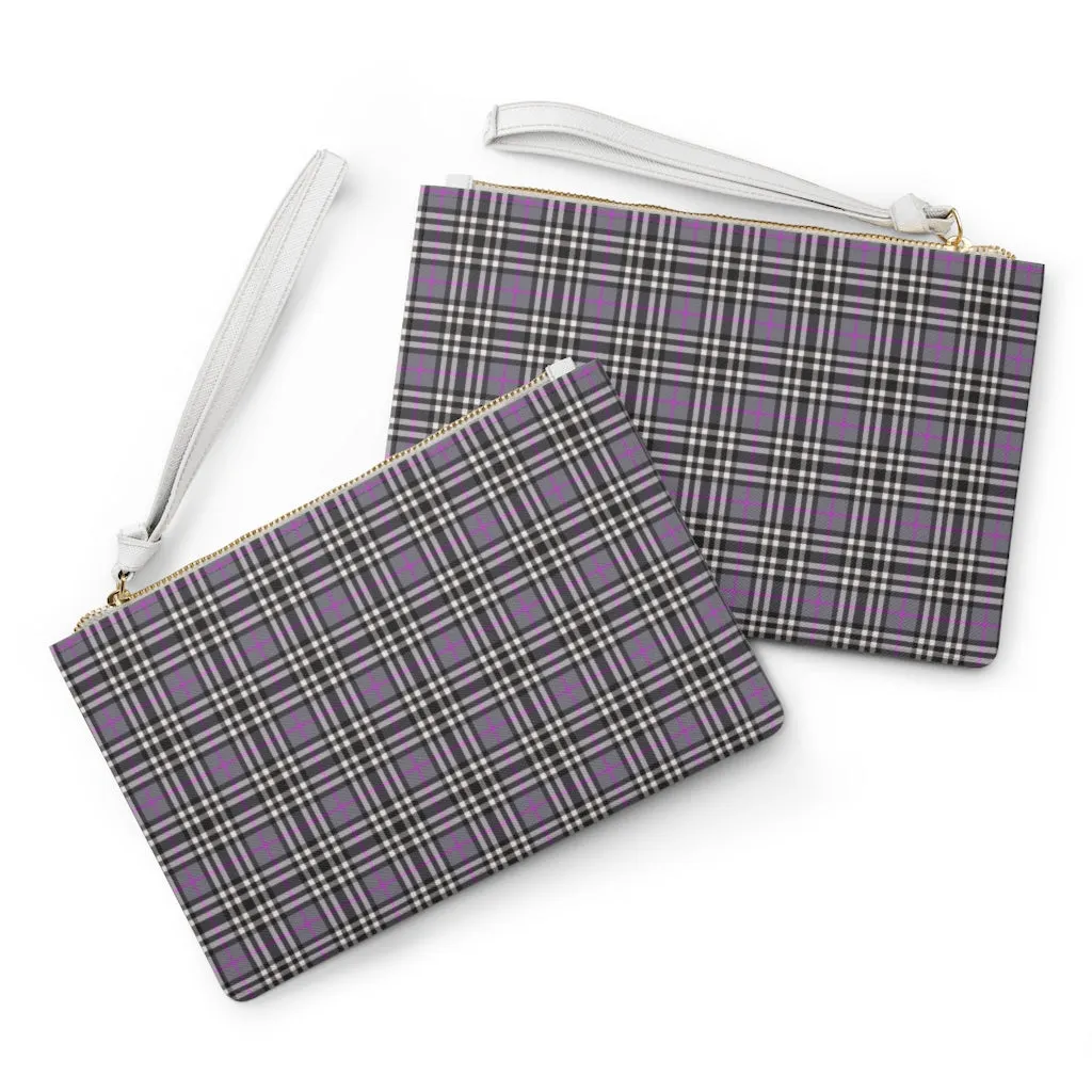Clutch Bag- Pink & Grey Plaid