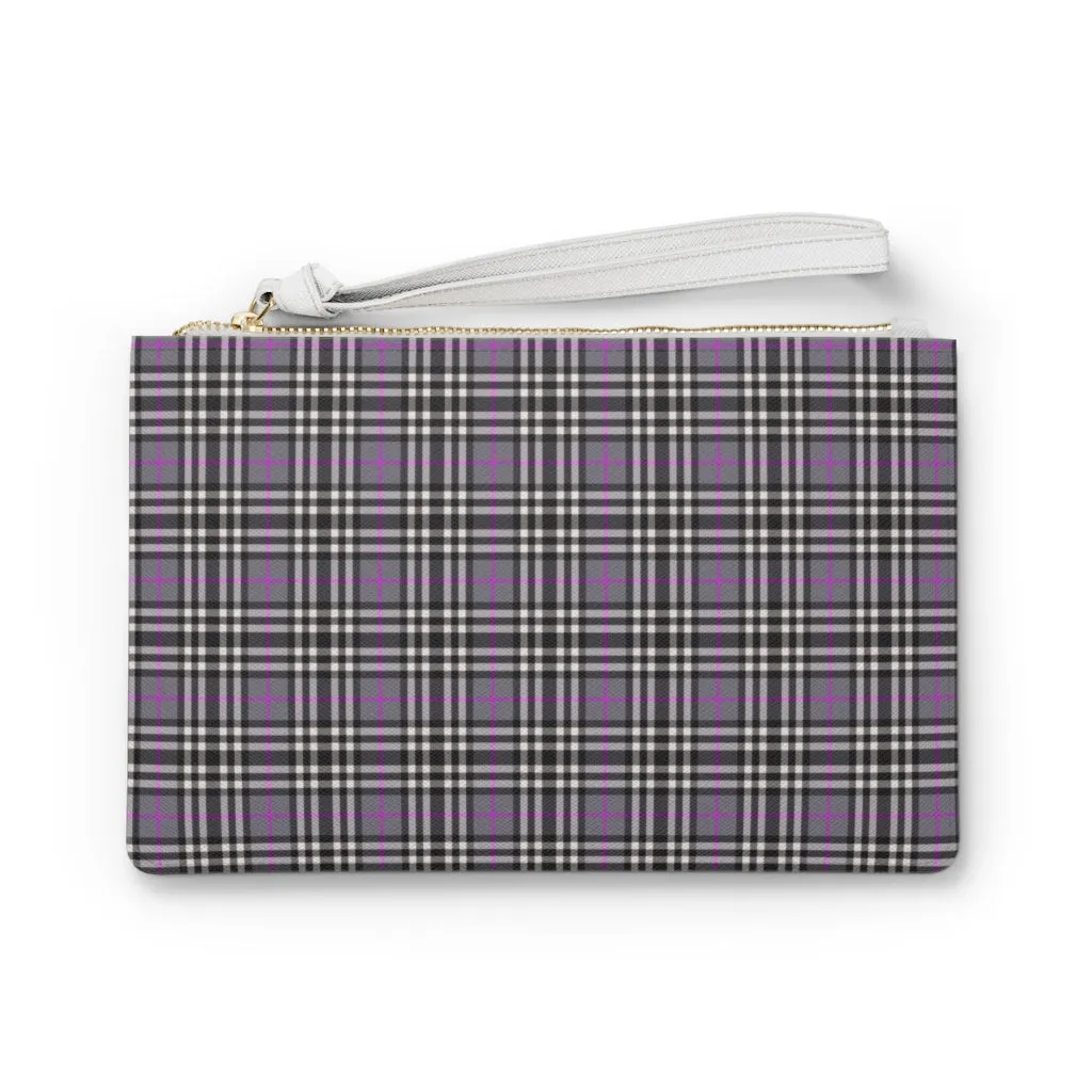 Clutch Bag- Pink & Grey Plaid