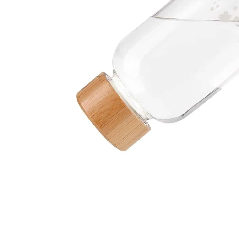 Colorful Print Glass Water Bottle with Bamboo Lid