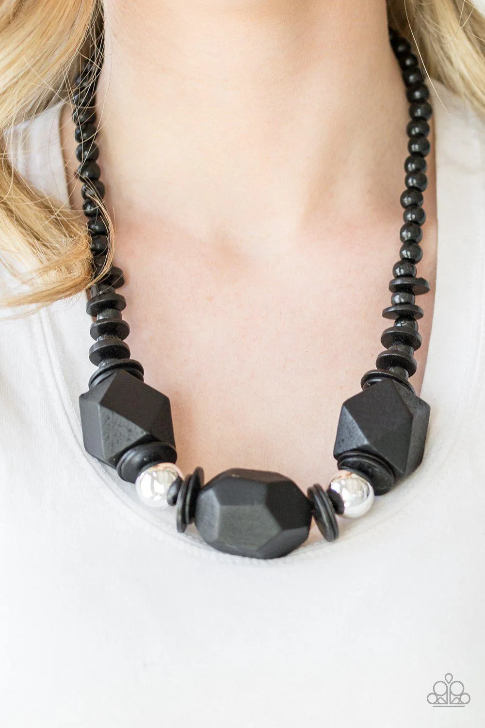 Costa Maya Majesty Black Wood Necklace - Paparazzi Accessories