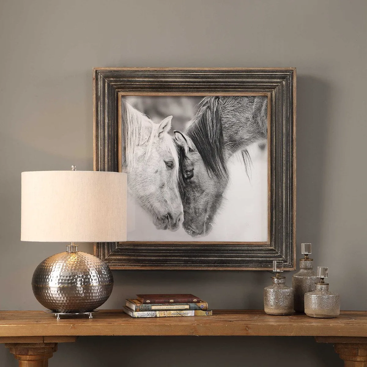 Custom Horse B&W Framed Print