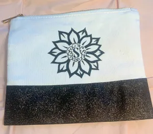 Custom Sunflower Monogram Bag | Custom Design Your Makeup Bag | Personalized Makeup Bag | Mask Bag | Accessory Bag | Maid of Honor Gift |
