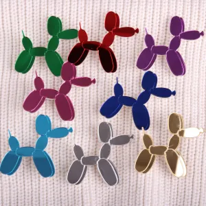 Cute Balloon Dog Poodle Mirror Acrylic Brooch