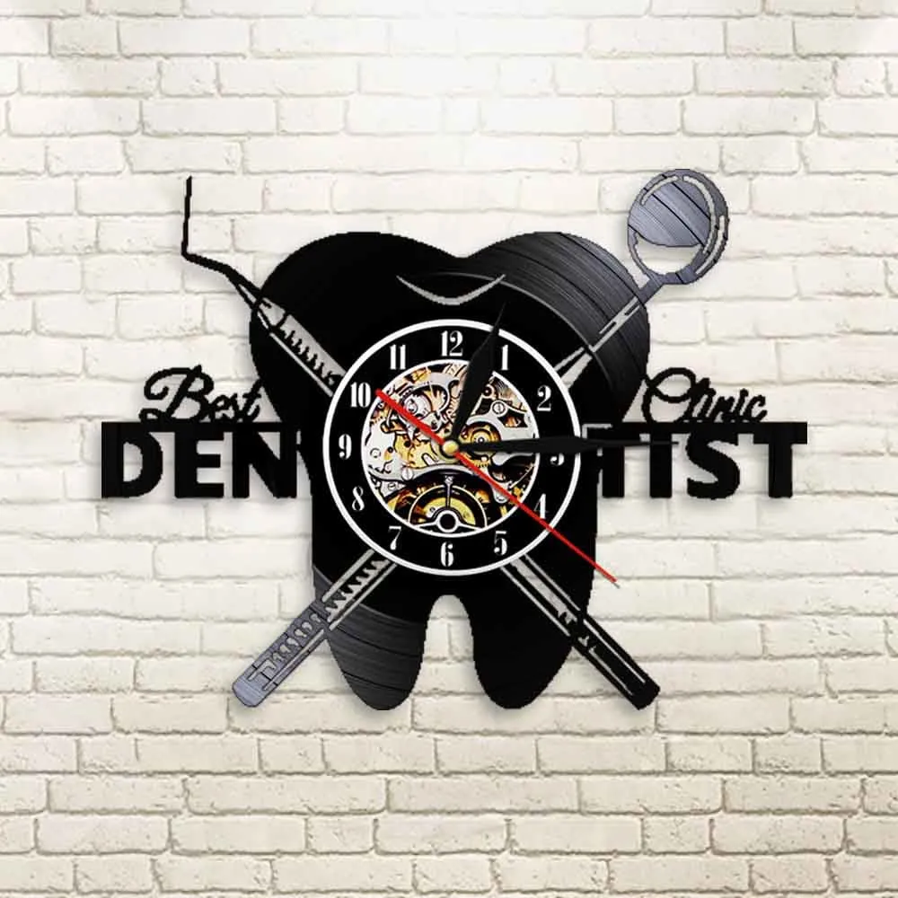 Dentist Equipment Dental Office Teeth Wall Sign Decorative Clock Orthodontist