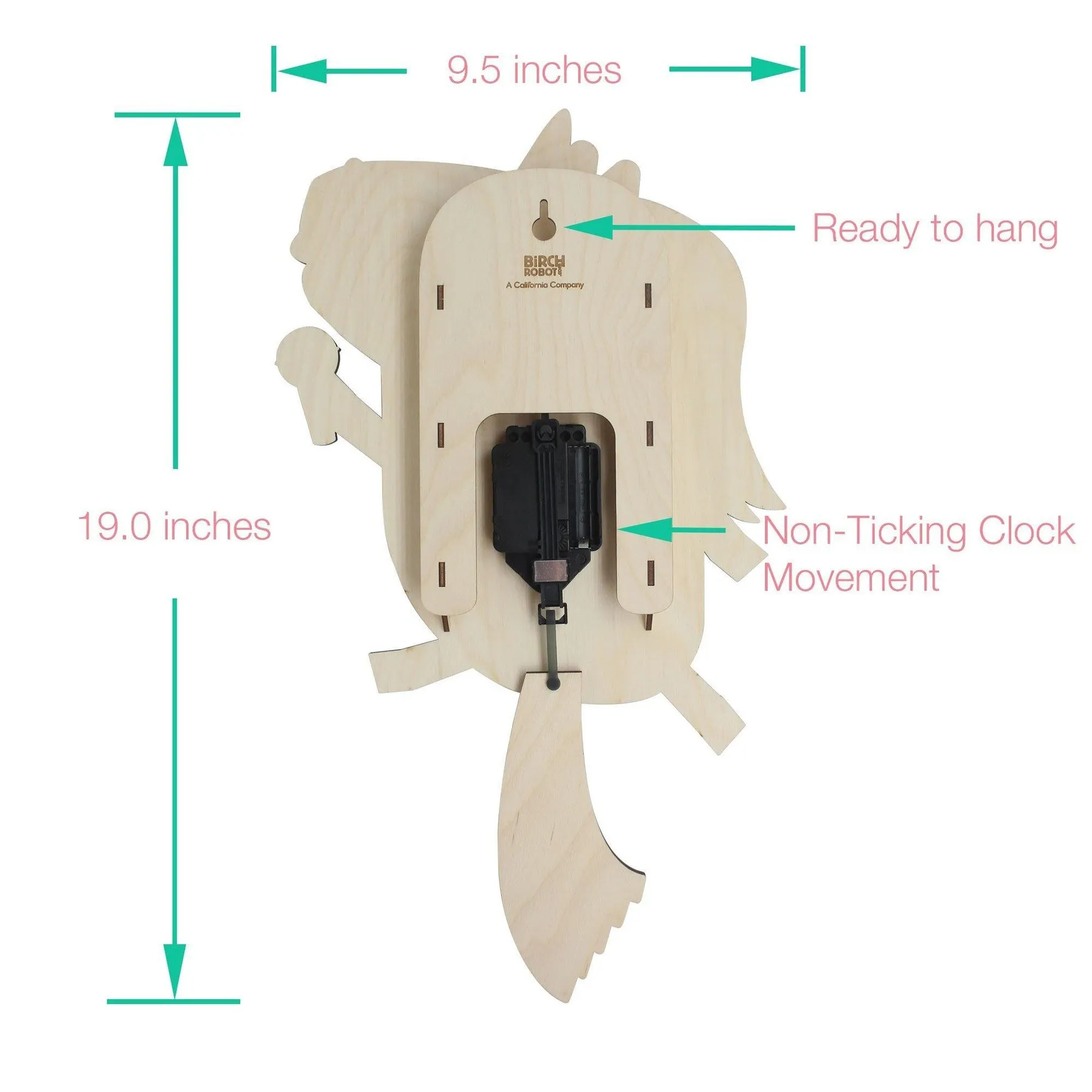 Dolly the Unicorn Single Pendulum Clock by Birch Robot