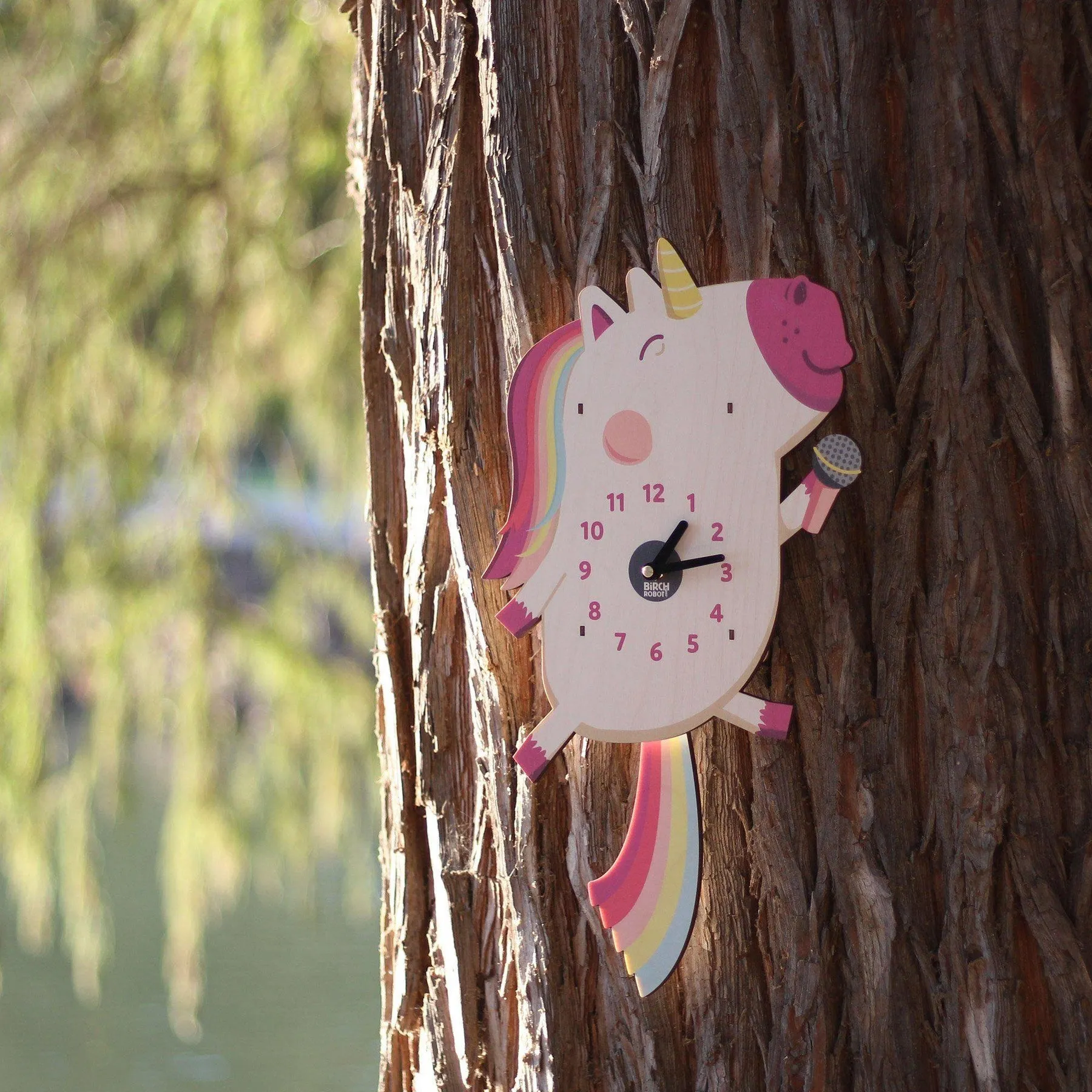 Dolly the Unicorn Single Pendulum Clock by Birch Robot